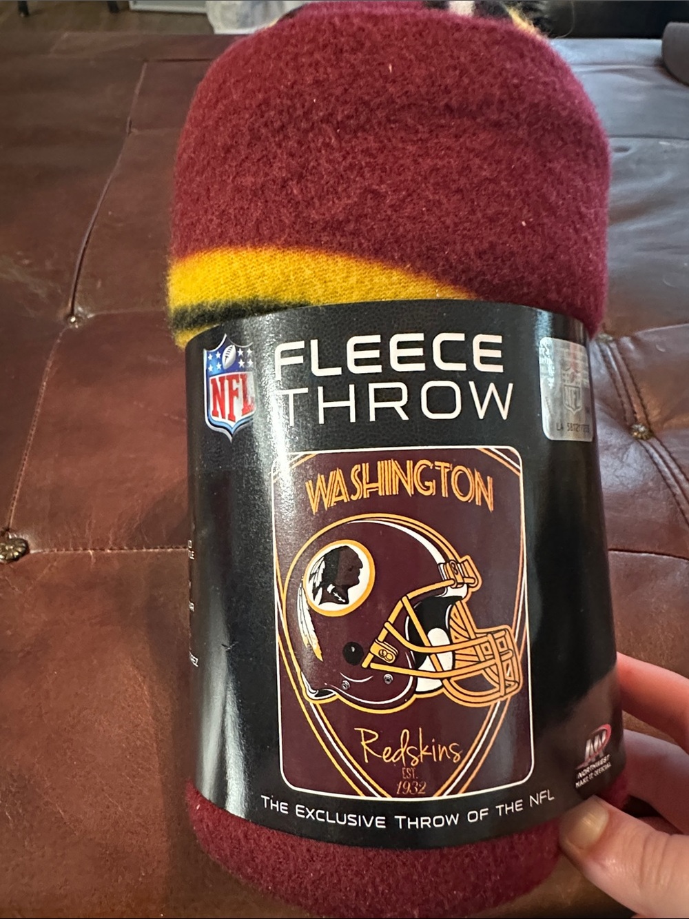 NFL New Washington Redskins football Burgundy & Gold Fleece Throw